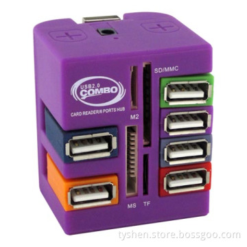 USB 2.0 Card Reader Hub with 6 USB Ports